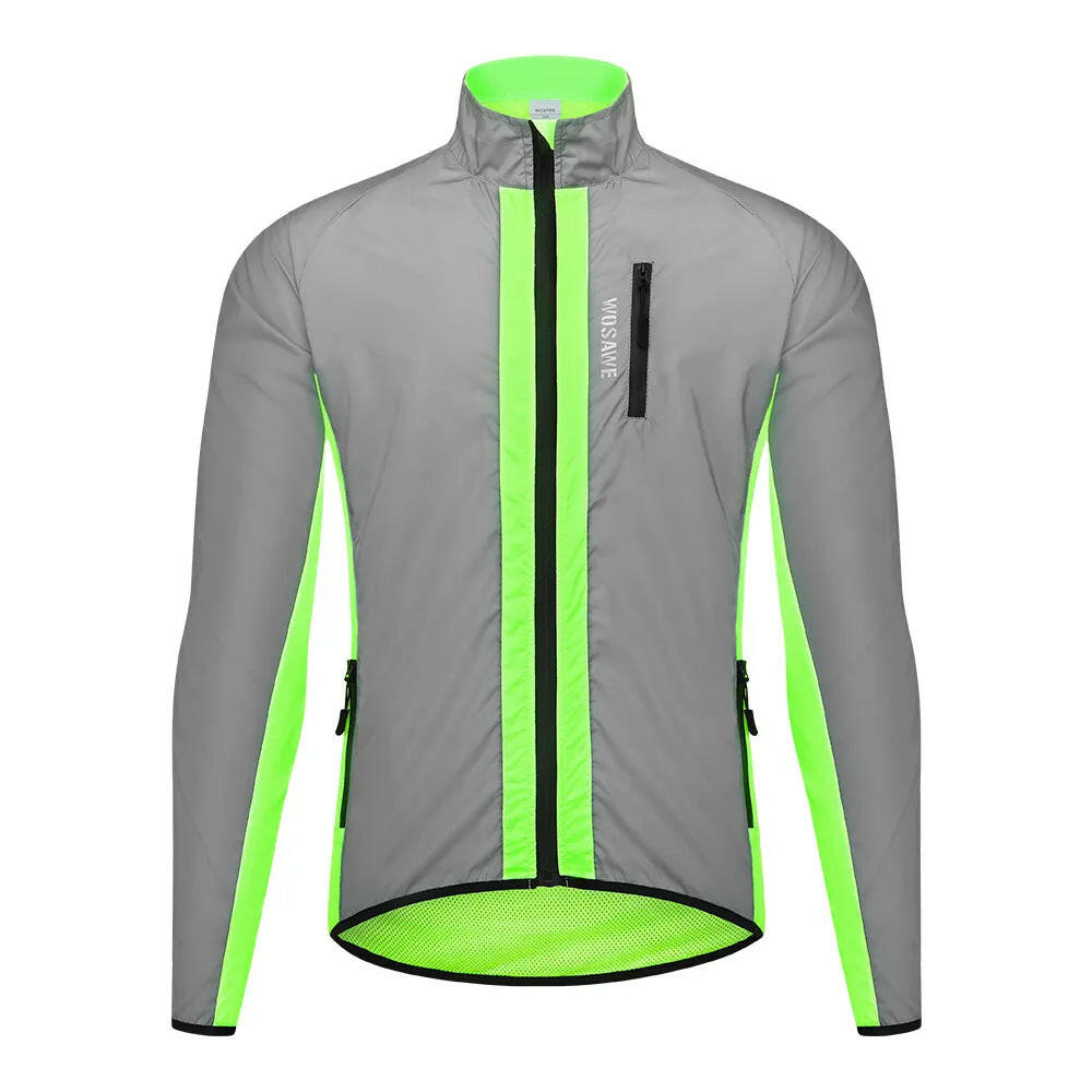 WOSAWE High Visibility Cycling Jacket Windproof Night Glowing Running Waterproof Reflective Bike Jacket Men Winter Windbreaker