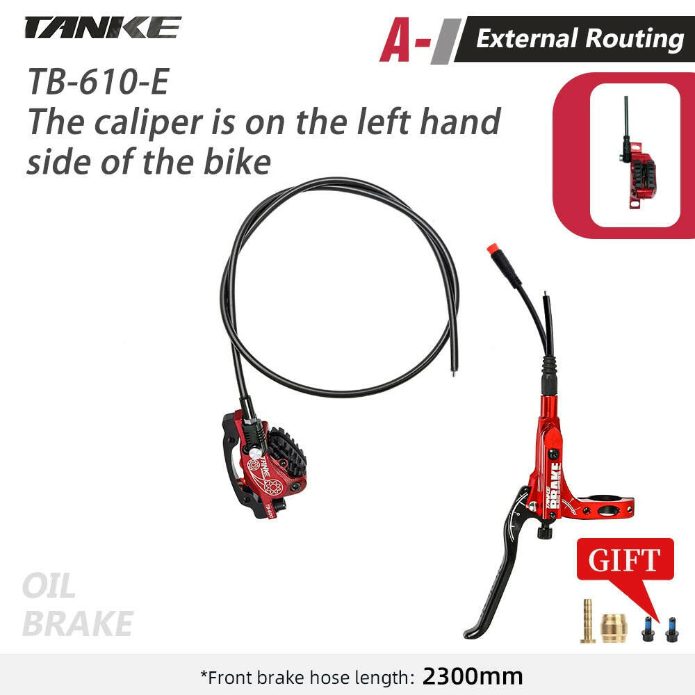 TANKE MTB 4 Piston Electric Disc Brake Electric Bicycle Scooter Power Off Oil Brakes Resin Pad Oil Pressure Caliper Bike parts-WAYBIKER