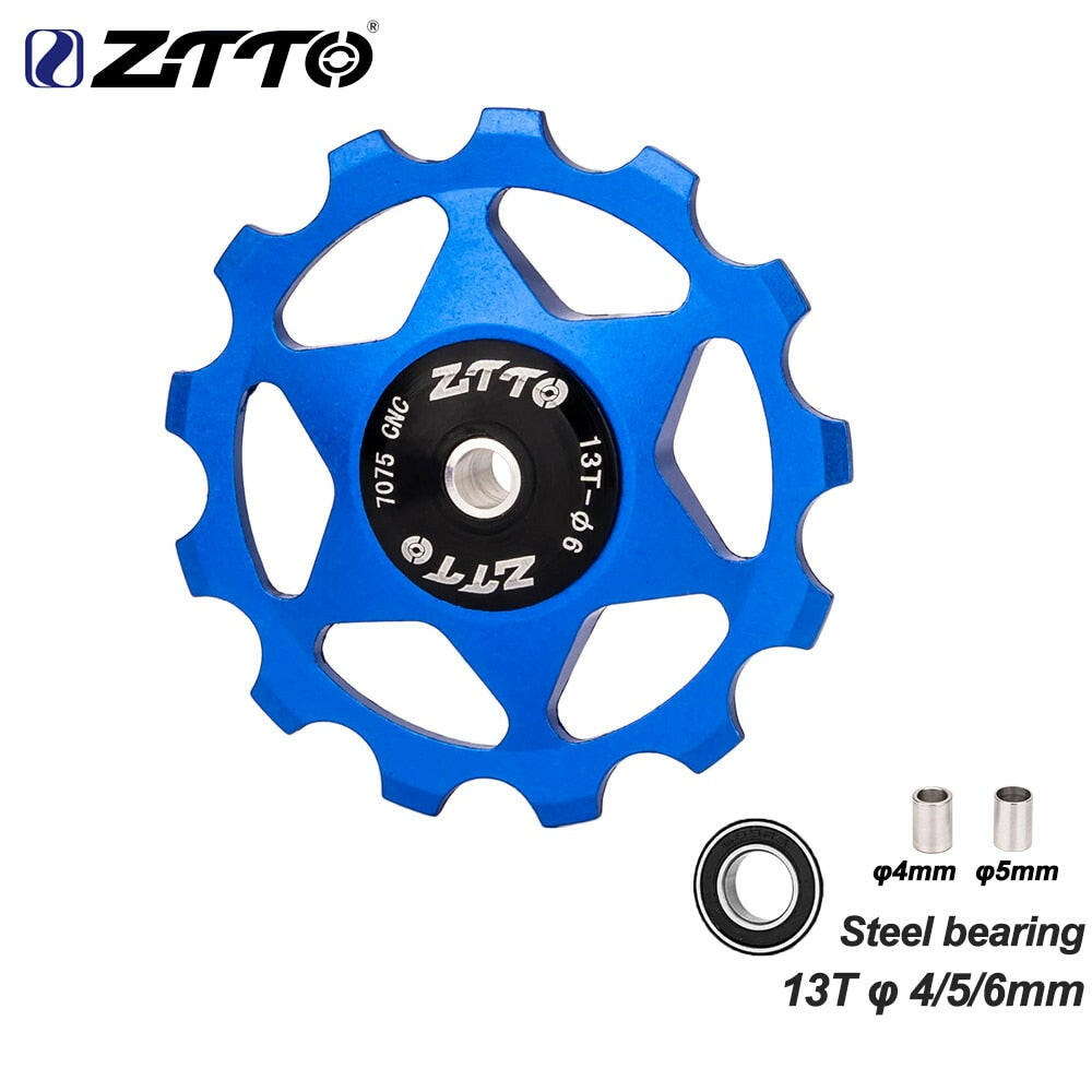ZTTO 11T 13T MTB Bicycle Rear Derailleur Jockey Wheel Steel Bearing Pulley AL7075 CNC Road Bike Guide Roller Idler 4mm 5mm 6mm-WAYBIKER