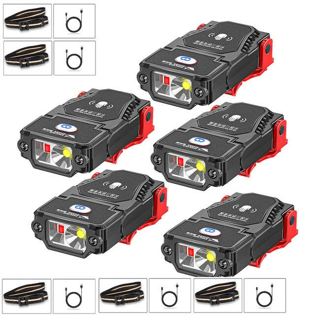 Portable LED Cap Clip Headlight With Motion Sensor Adjustable Angle Headlamp USB Rechargeable Outdoor Camping Fishing Lamp-WAYBIKER