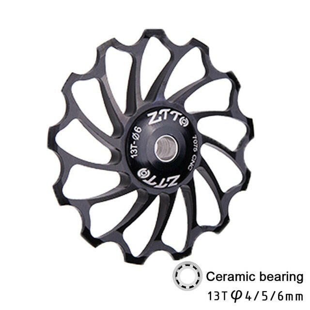 ZTTO New 13T Bicycle Rear Derailleur Jockey Wheel AL7075 CNC Ceramic Bearing Pulley MTB Road Bike Guide Roller Idler 4mm 5mm 6mm-WAYBIKER
