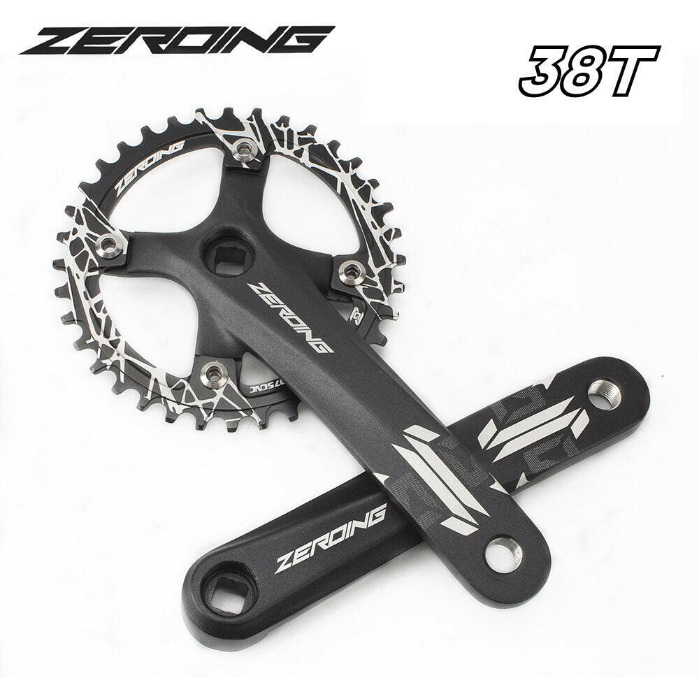 ZEROING Bicycle Crankset 104BCD Mountain Bike Square Hole Crank 170mm Narrow Chainrings 32T 34T 36T 38T Sprocket MTB Crankset-WAYBIKER