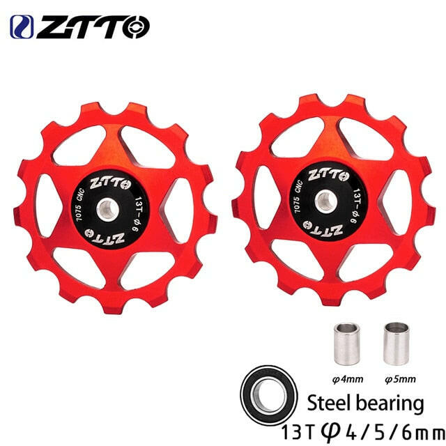 ZTTO MTB Bicycle Rear Derailleur Jockey Wheel 11T 13T Steel Bearing Pulley AL7075 CNC Road Bike Guide Roller Idler 4mm 5mm 6mm-WAYBIKER