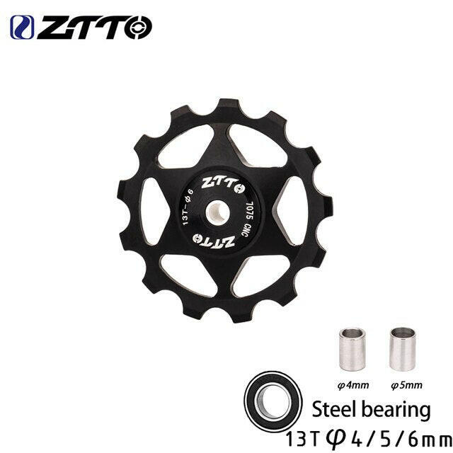 ZTTO MTB Bicycle Rear Derailleur Jockey Wheel 11T 13T Steel Bearing Pulley AL7075 CNC Road Bike Guide Roller Idler 4mm 5mm 6mm-WAYBIKER