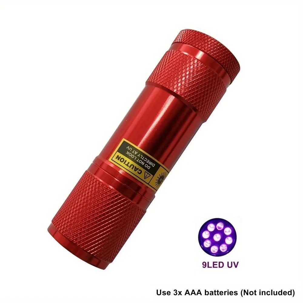 9 LED 395-400nm UV Light Flashlight Mini Torch Money Ore Leakage Id Invisible Ink Marker Pet Stains Cat Tinea Checker Use AAA-WAYBIKER