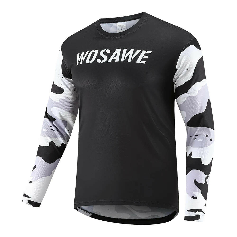 WOSAWE Men's Downhill Jerseys Mens Long Sleeve Cycling Jersey Mountain Bike MTB Enduro Trail Racing Top-WAYBIKER