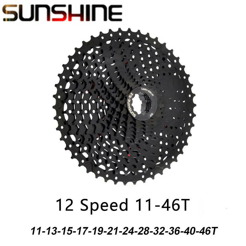 SUNSHINE Black Cassette 8S 9S 10S 11S 12S MTB Bike Road Bicycle Freewheel 11V 12V 42/46/50T 52T for M5100 M6100 SRAM HG Hub-WAYBIKER