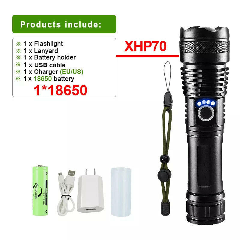 XHP360 Led Flashlight 18650 Rechargeable Torch Usb Powerful Tactical Flash Light Zoomable Hunting Lantern Waterproof Hand Lamp-WAYBIKER