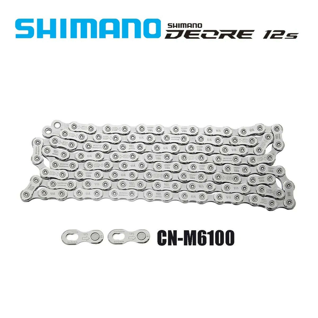 SHIMANO DEORE CN-M6100 12-speed - HG - MTB Chain Mountain Bike Bicycle 12s Current with QUICK LINK 116L 118L 120L 122L 124L 126L-WAYBIKER