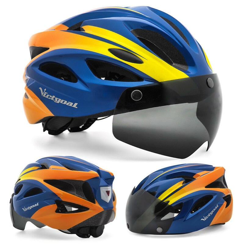 bike helmets with sun protection VICTGOAL Bicycle Helmet For Men Taillight Magnetic Goggles UV400 Lens Sun Visor Cycling Helmets MTB Electric Scooter Bike Safety