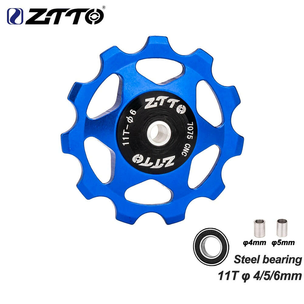 ZTTO 11T 13T MTB Bicycle Rear Derailleur Jockey Wheel Steel Bearing Pulley AL7075 CNC Road Bike Guide Roller Idler 4mm 5mm 6mm-WAYBIKER