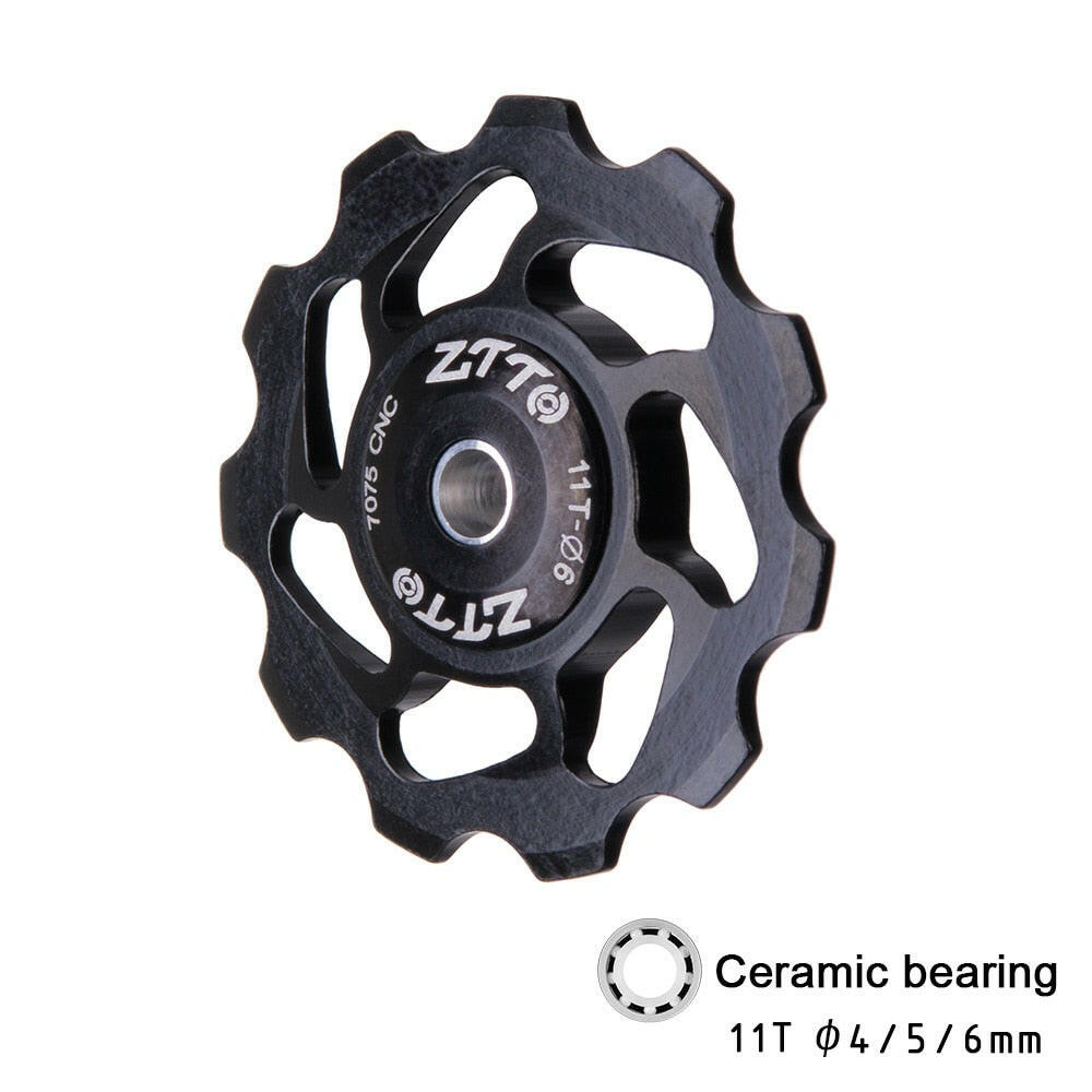 ZTTO 11T MTB Bicycle Rear Derailleur Jockey Wheel Ceramic Bearing Pulley AL7075 CNC Road Bike Guide Roller Idler 4mm 5mm 6mm-WAYBIKER