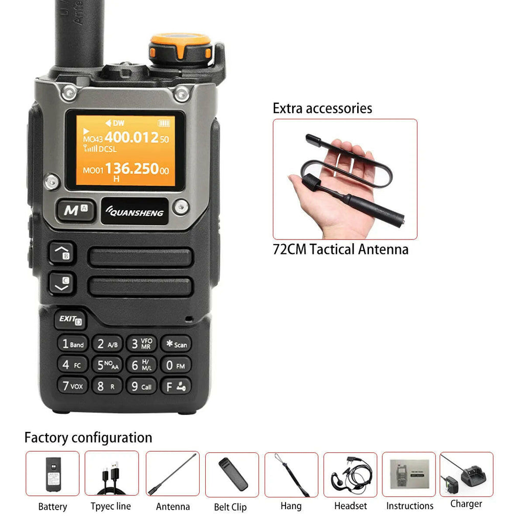 Quansheng UV-K6 Walkie Talkie 5W Air Band Radio Tyep C Charge UHF VHF DTMF FM Scrambler NOAA Wireless Frequency Two Way CB Radio-WAYBIKER