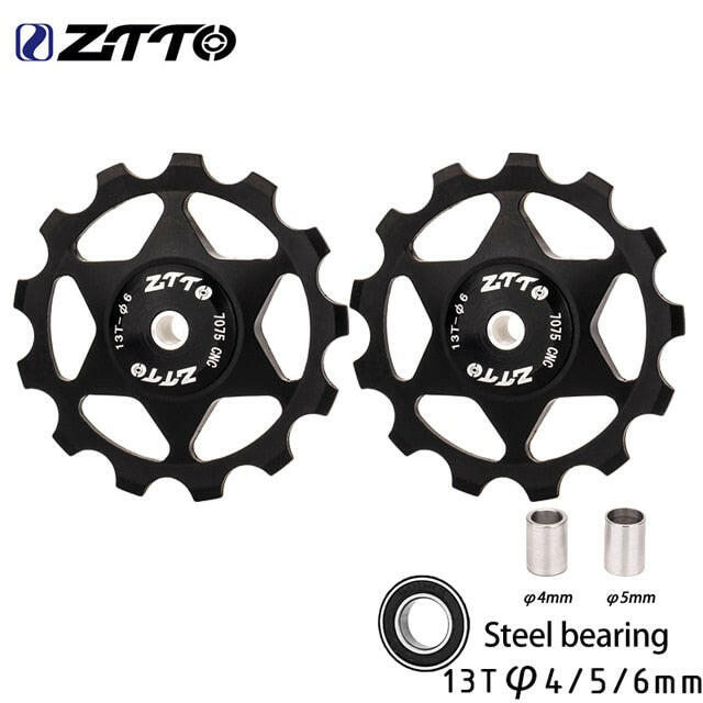ZTTO MTB Bicycle Rear Derailleur Jockey Wheel 11T 13T Steel Bearing Pulley AL7075 CNC Road Bike Guide Roller Idler 4mm 5mm 6mm-WAYBIKER
