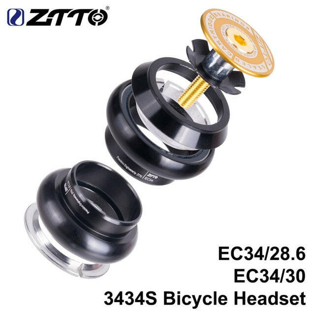 ZTTO MTB Bike Road Bicycle Headset 34mm EC34 CNC 1 1/8 28.6 Straight Tube Fork Internal 34 Conventional Threadless Headset-WAYBIKER