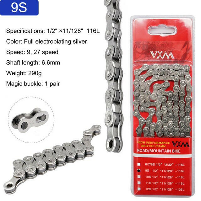 VXM ZSC Antirust Plating 6 7 8 9 10 11 12 Speed Bicycle Silver Bike Chain Basic 116L Quick Link-WAYBIKER