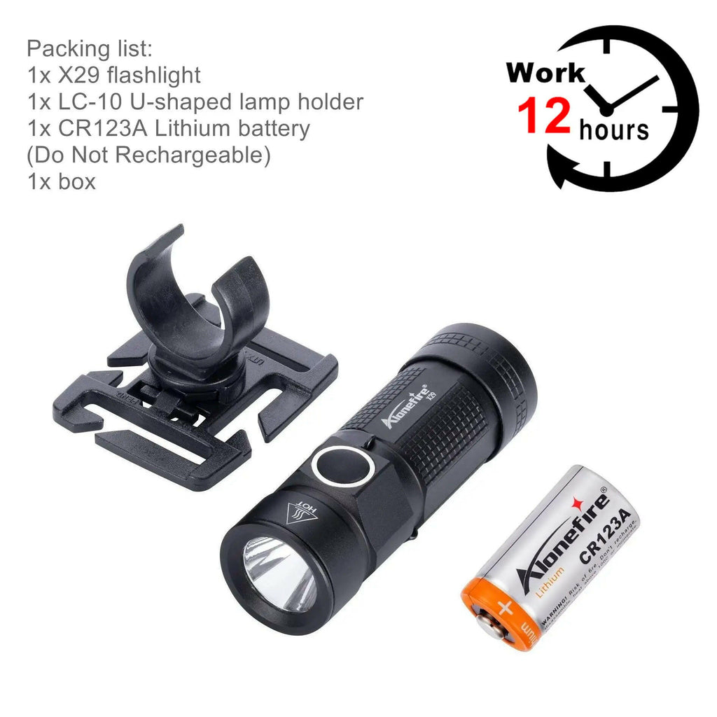 360 Swivel U Ring Clip XPG LED Portable Mini Flashlight 12 Hours Work Outdoor Backpack Hat Pocket Hiking Torch C123A Battery-WAYBIKER