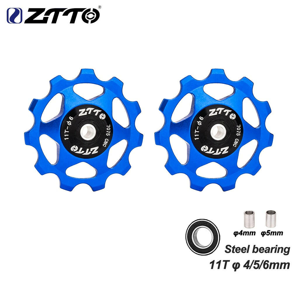 ZTTO 11T 13T MTB Bicycle Rear Derailleur Jockey Wheel Steel Bearing Pulley AL7075 CNC Road Bike Guide Roller Idler 4mm 5mm 6mm-WAYBIKER