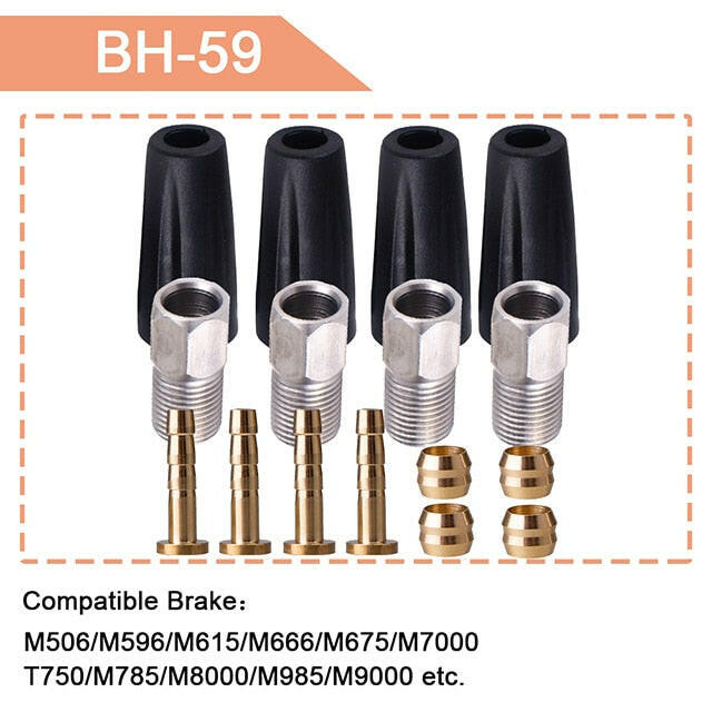 ZTTO 4 Set MTB Bicycle Hydraulic Disc Brake Oil Hose Connector Mountain Bike Cable Insert And Olive Locking Bolt Set BH59 BH90-WAYBIKER