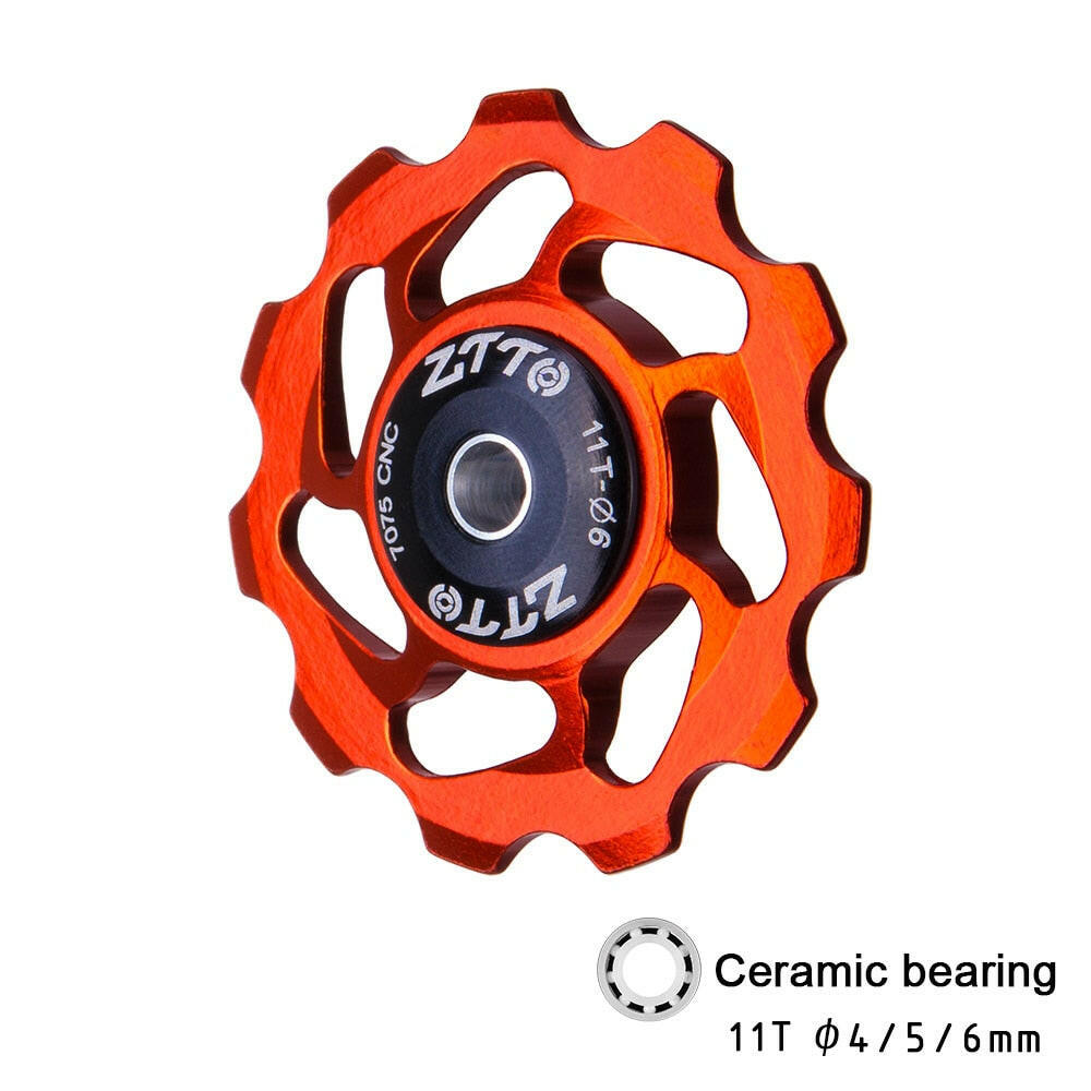 ZTTO 11T MTB Bicycle Rear Derailleur Jockey Wheel Ceramic Bearing Pulley AL7075 CNC Road Bike Guide Roller Idler 4mm 5mm 6mm-WAYBIKER