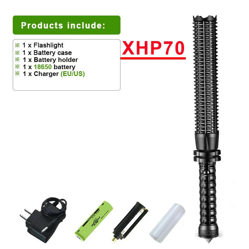 Retractable Self-defense LED Flashlight Rechargeable Torch Lamp Powerful Torch Waterproof Outdoors Portable Emergency Equipment-WAYBIKER