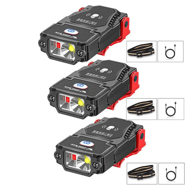 Portable LED Cap Clip Headlight With Motion Sensor Adjustable Angle Headlamp USB Rechargeable Outdoor Camping Fishing Lamp-WAYBIKER