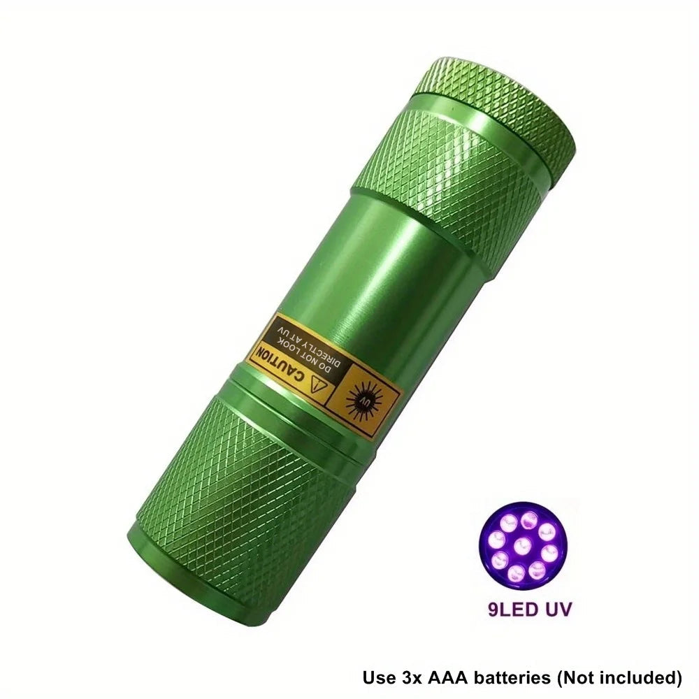 9 LED 395-400nm UV Light Flashlight Mini Torch Money Ore Leakage Id Invisible Ink Marker Pet Stains Cat Tinea Checker Use AAA-WAYBIKER