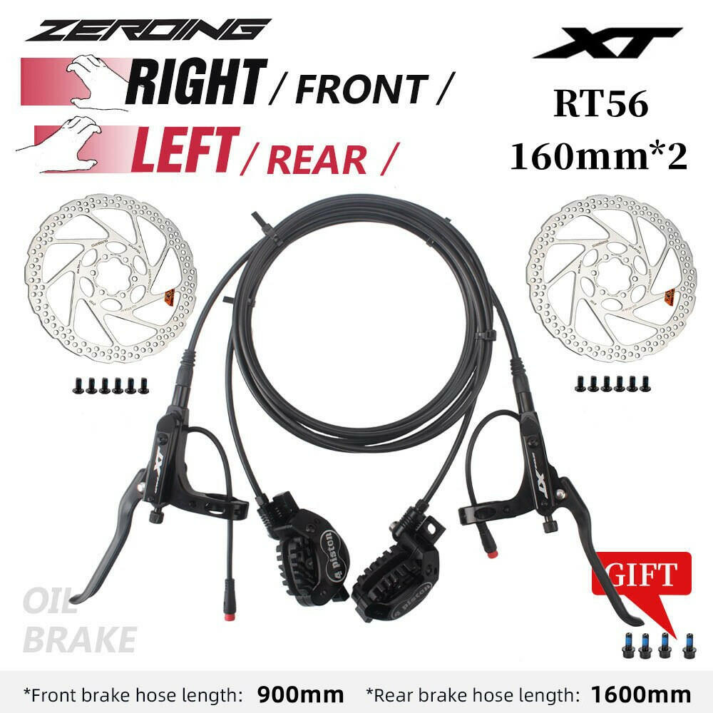 ZEROING E-bike Brake Electric Scooter 4 Piston Hydraulic Disc Brake XT With Cooling Full Meatal Pads CNC Tech Mineral Oil Brake-WAYBIKER