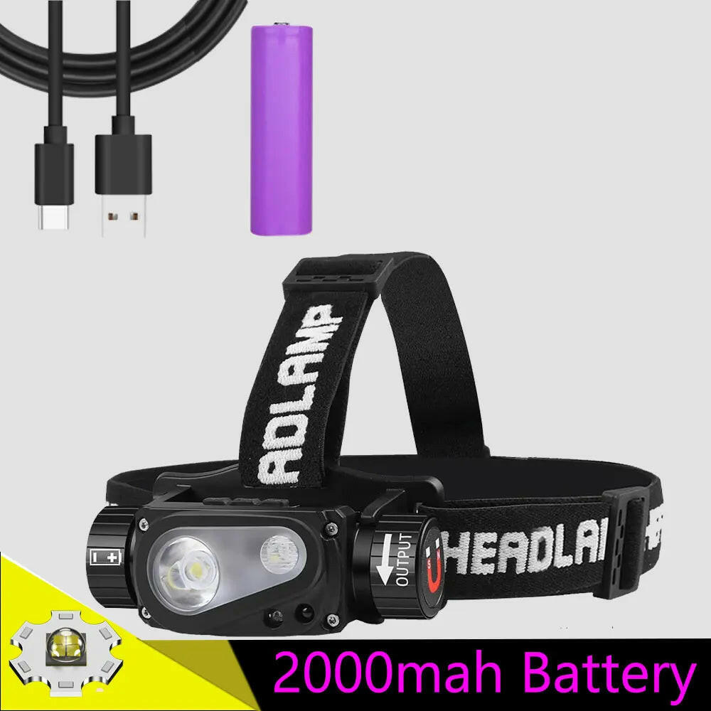 XHP50 LED Headlamp Sensor Headlight Flashlight 18650 21700 USB Rechargeable Outdoor Head Lamp Torch 10 Lighting Modes Work Light-WAYBIKER