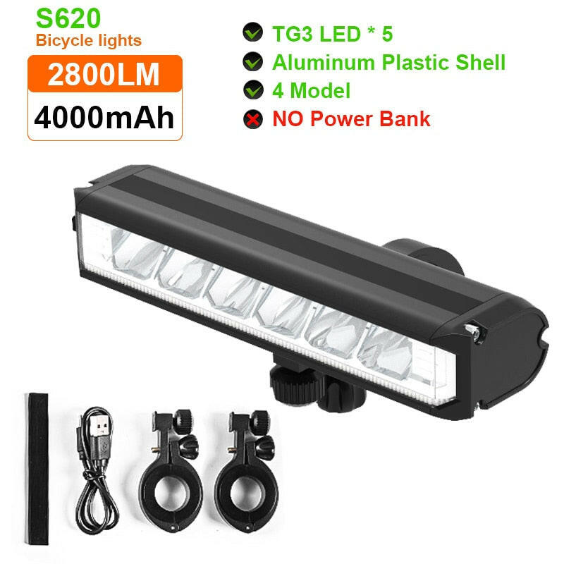 Bicycle Light Front 5200Lumen LED Bike Light 8000mAh Waterproof Flashlight MTB Road Cycling Rechargeable Lamp Bike Accessories-WAYBIKER