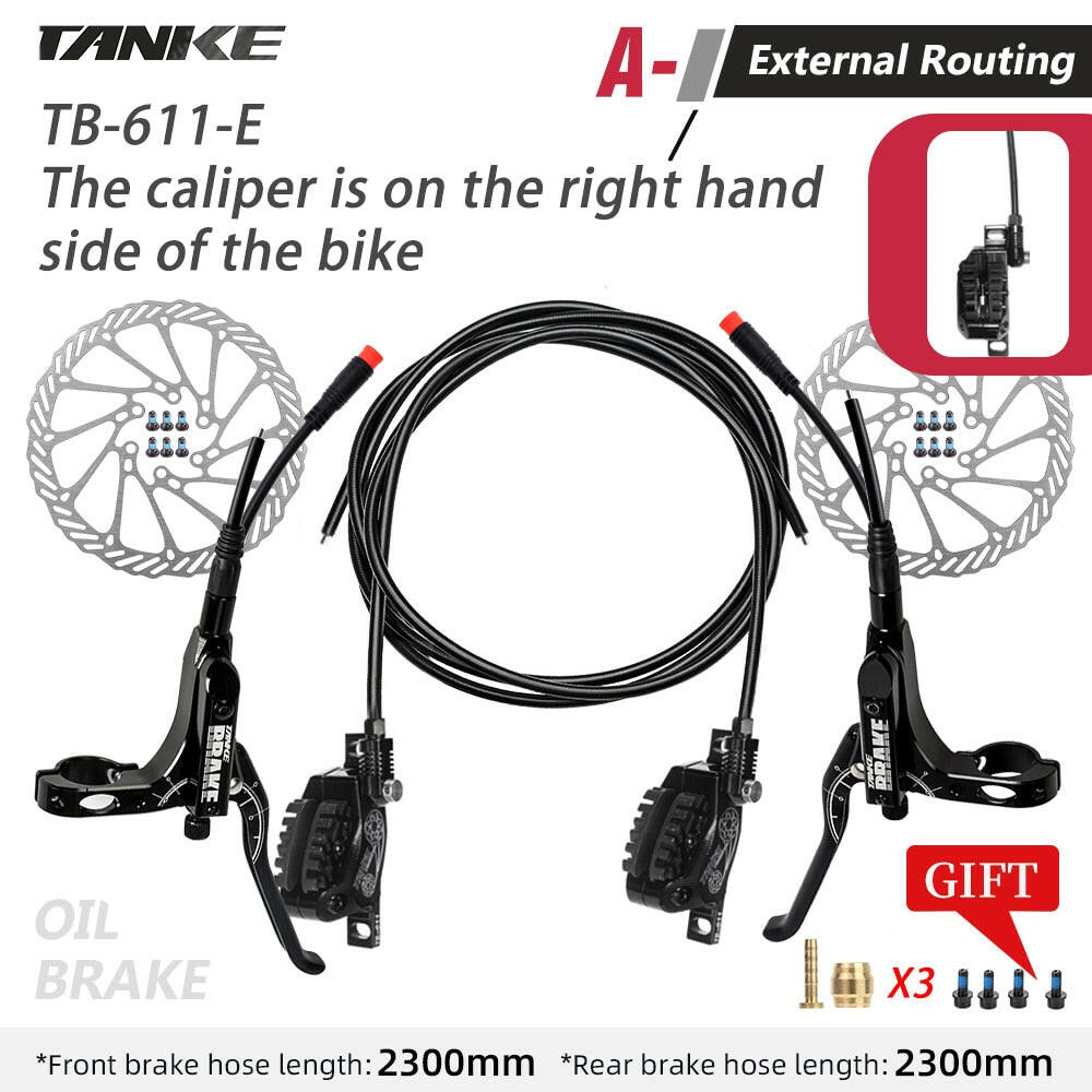 TANKE MTB 4 Piston Electric Disc Brake Electric Bicycle Scooter Power Off Oil Brakes Resin Pad Oil Pressure Caliper Bike parts-WAYBIKER