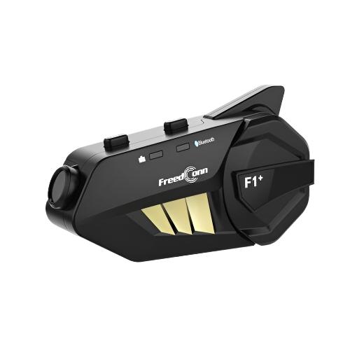 FreedConn F1 Plus Motorcycle Intercom Bluetooth Helmet Headset for Six Motorcycle Riders 1080P HD Lens Video Recorder DVR 1000M Hands-free Interphone FM Radio IP65 Waterproof-WAYBIKER