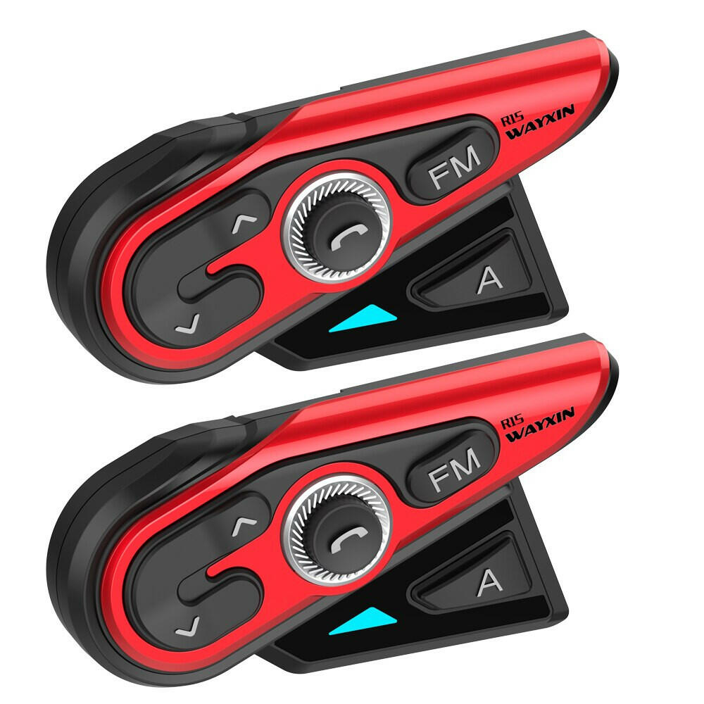 WAYXIN 2 Pcs 1200M Bluetooth Intercom Motorcycle Helmet Headsets 2 Rider BT Wireless Walkie Talkie Moto Interphone R15 FM Radio-WAYBIKER