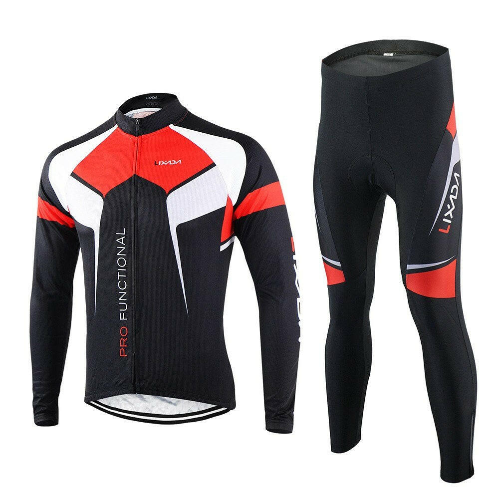 ARSUXEO Spring Autumn Cycling Clothing Set Sportswear Suit Bicycle Bike Outdoor Long Sleeve Jersey + Pants Breathable Quick-dry Men
