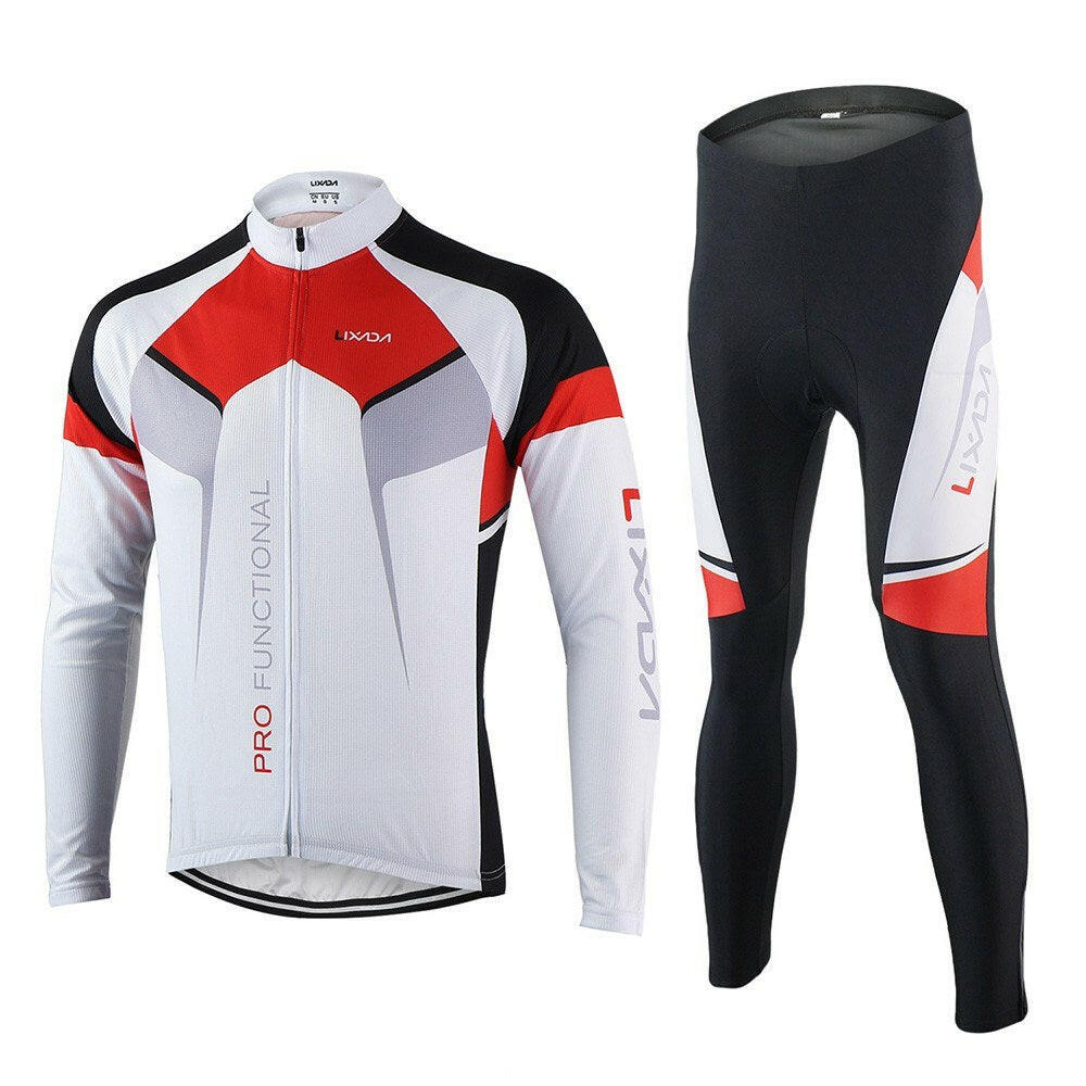 ARSUXEO Spring Autumn Cycling Clothing Set Sportswear Suit Bicycle Bike Outdoor Long Sleeve Jersey + Pants Breathable Quick-dry Men-WAYBIKER