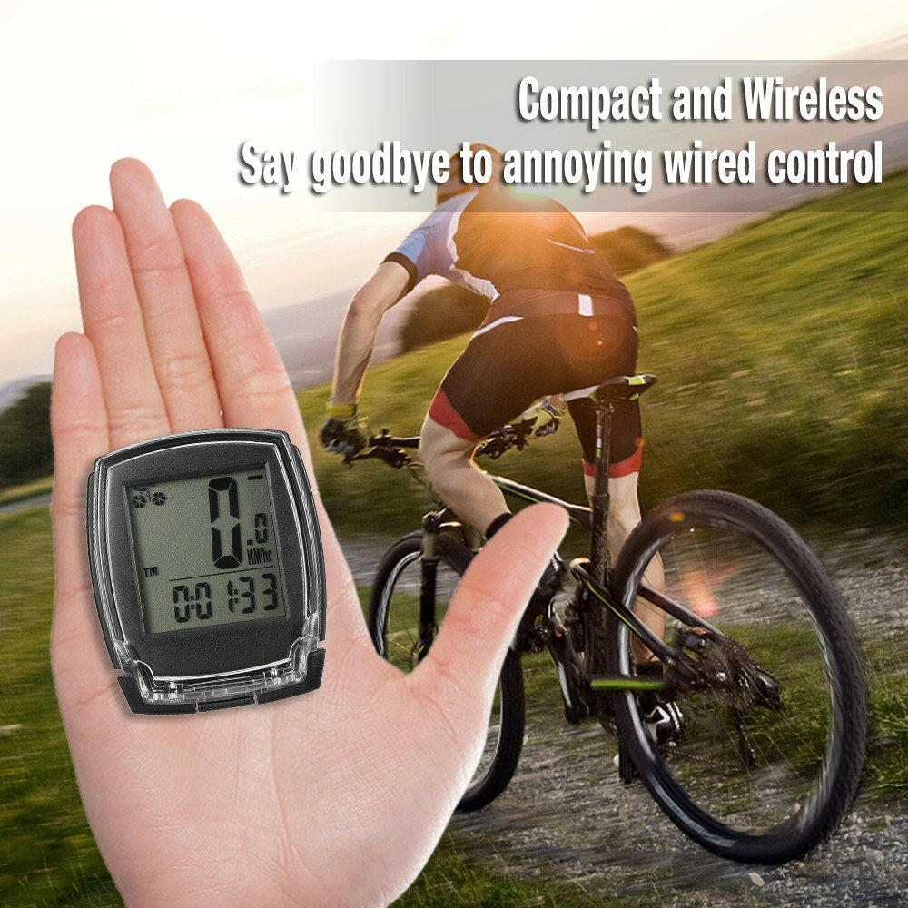 Wireless Bike Computer Speedometer Digital Bicycle Odometer Stopwatch Thermometer EL Backlight-WAYBIKER