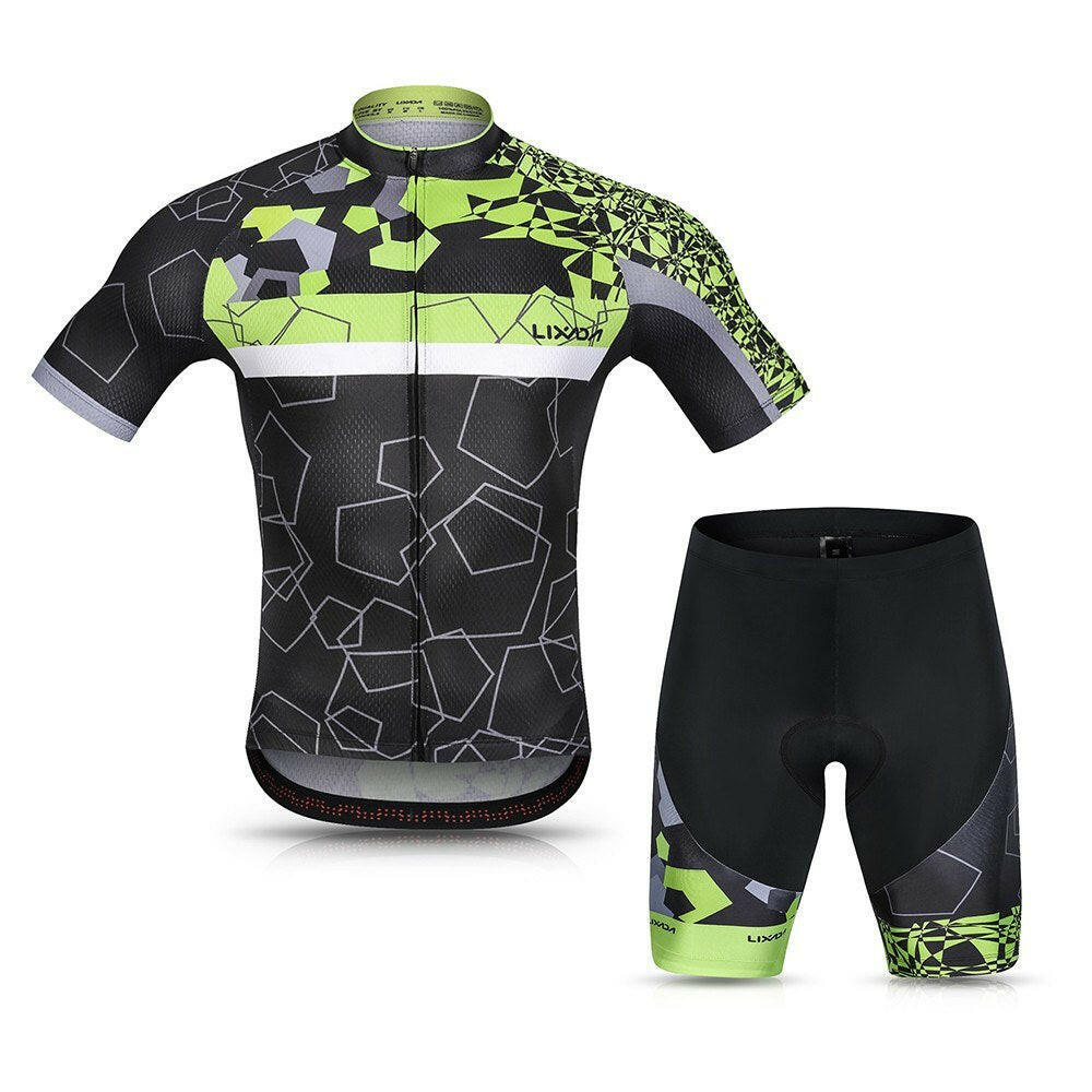 Lixada Men Cycling Jersey Set Breathable Quick-Dry Short Sleeve Biking Shirt and Gel Padded Shorts MTB Cycling Outfit Set