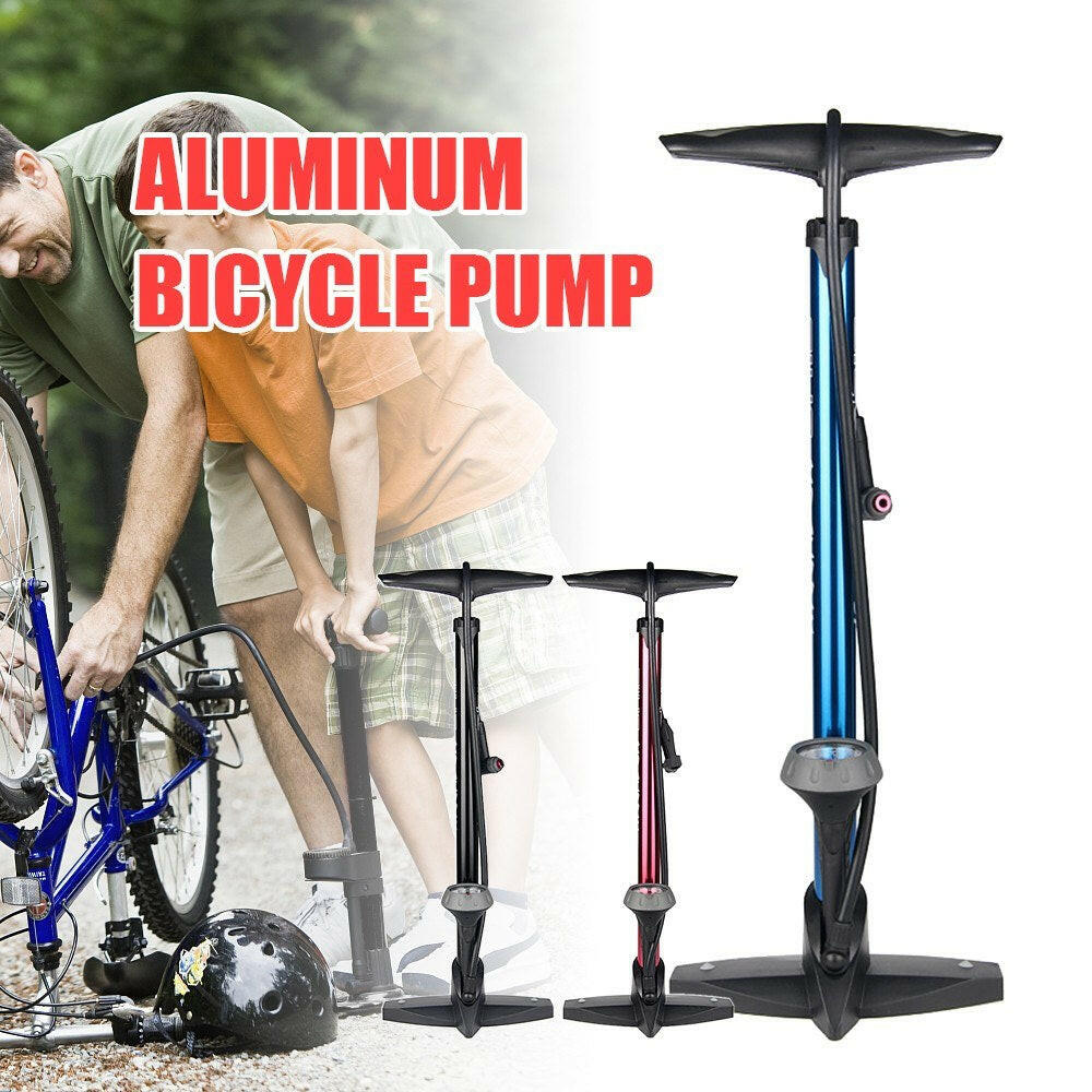 Bike Floor Pump Aluminum Bicycle Air Pump with Air Gauge Schrader Valve Presta Valve-WAYBIKER