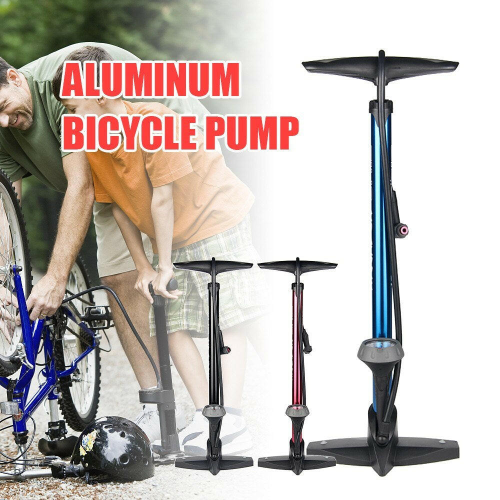 Bike Floor Pump Aluminum Bicycle Air Pump with Air Gauge Schrader Valve Presta Valve