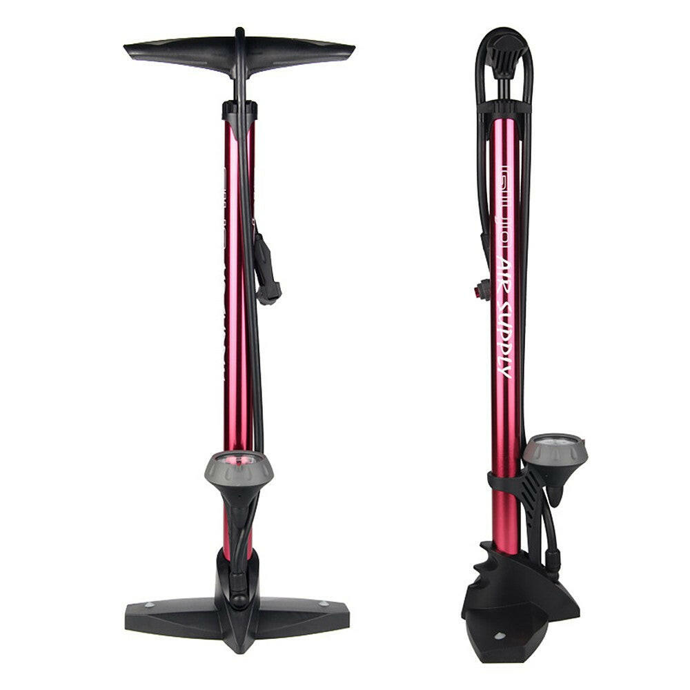 Bike Floor Pump Aluminum Bicycle Air Pump with Air Gauge Schrader Valve Presta Valve-WAYBIKER