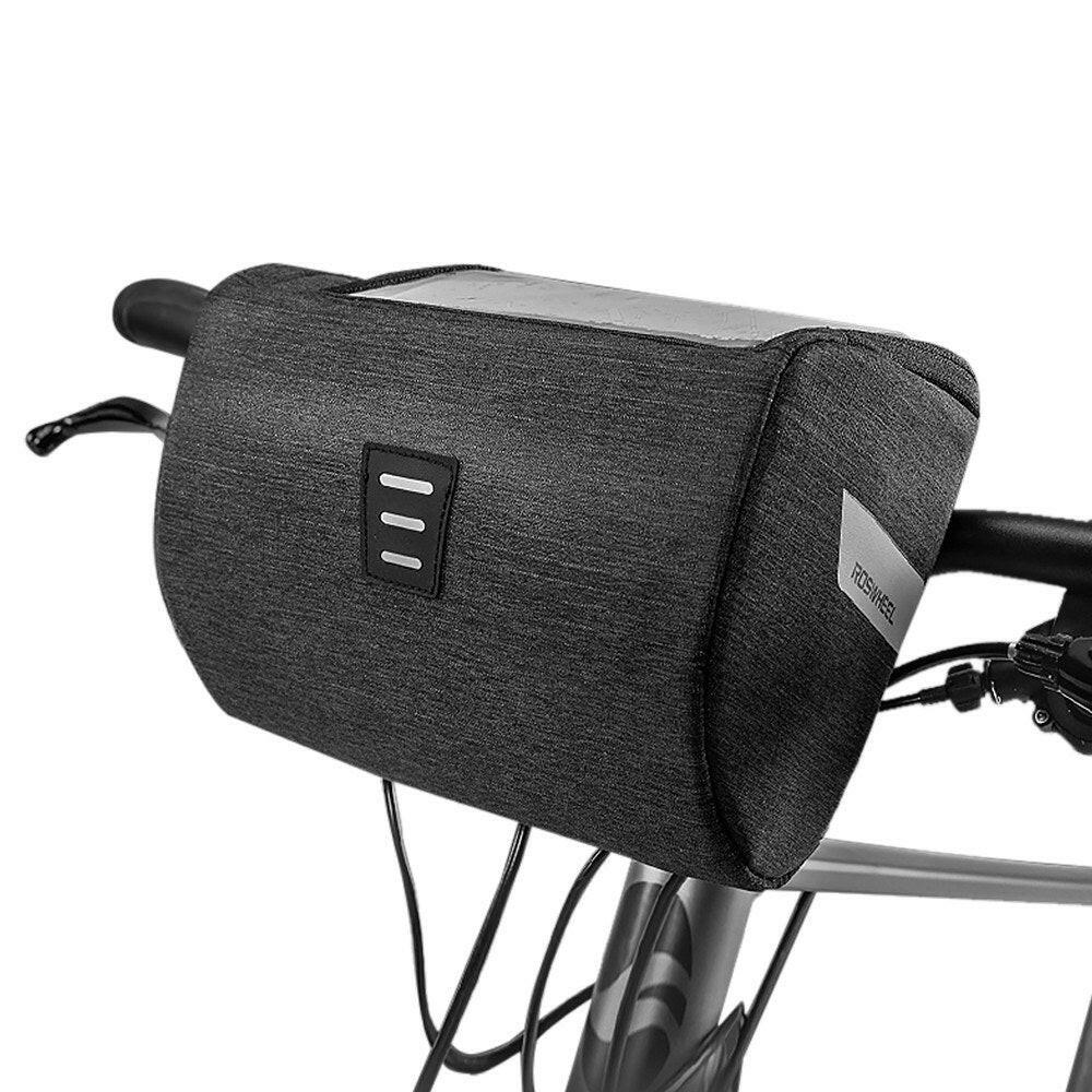 Bike Handlebar Pouch 6INCH Touchscreen Phone Holder Road Bike Front Frame Bag Strap-on Bike Bag