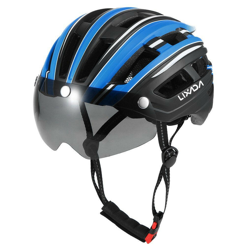 Lixada Mountain Bike Helmet Motorcycling Helmet with Back Light Detachable Magnetic Visor UV Protective for Men Women