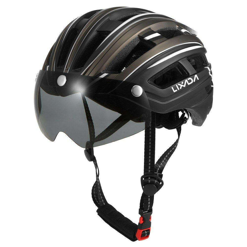 Lixada Mountain Bike Helmet Motorcycling Helmet with Back Light Detachable Magnetic Visor UV Protective for Men Women-WAYBIKER