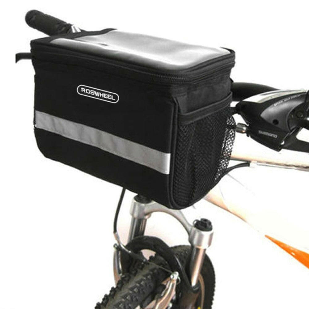 Reflective Bicycle Handlebar Basket Insulated Cooler Bag Outdoor Cycling Mountain Bike Front Tube Bag Pack