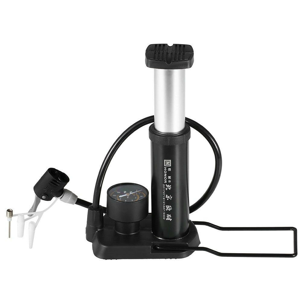 Portable Mini Bicycle Foot Pump Tyre Inflator with Pressure Gauge for Presta and Schrader Valves