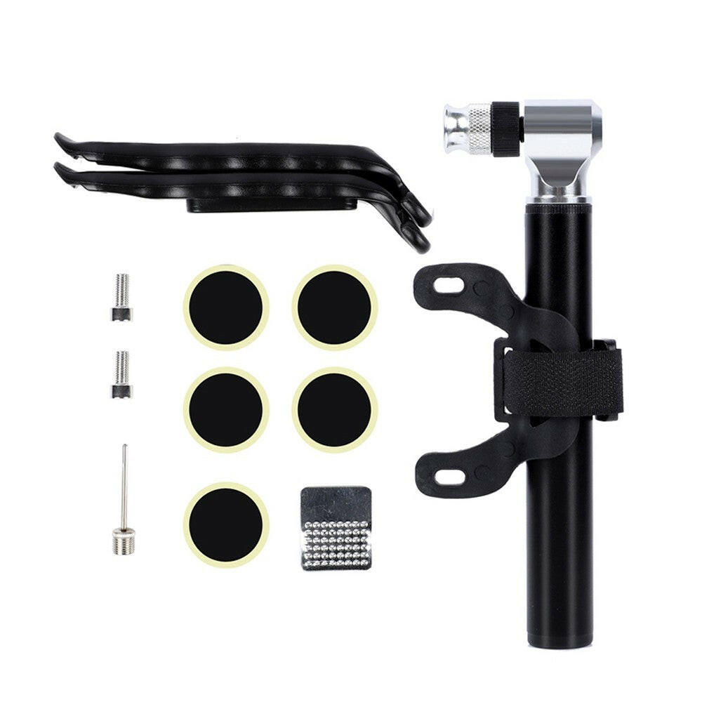 160PSI / 11Bar Mini Floor Bike Pump Tire Inflation Securepresta and Schrader Valve-Ball Needle Tire Repair Kit Included-WAYBIKER