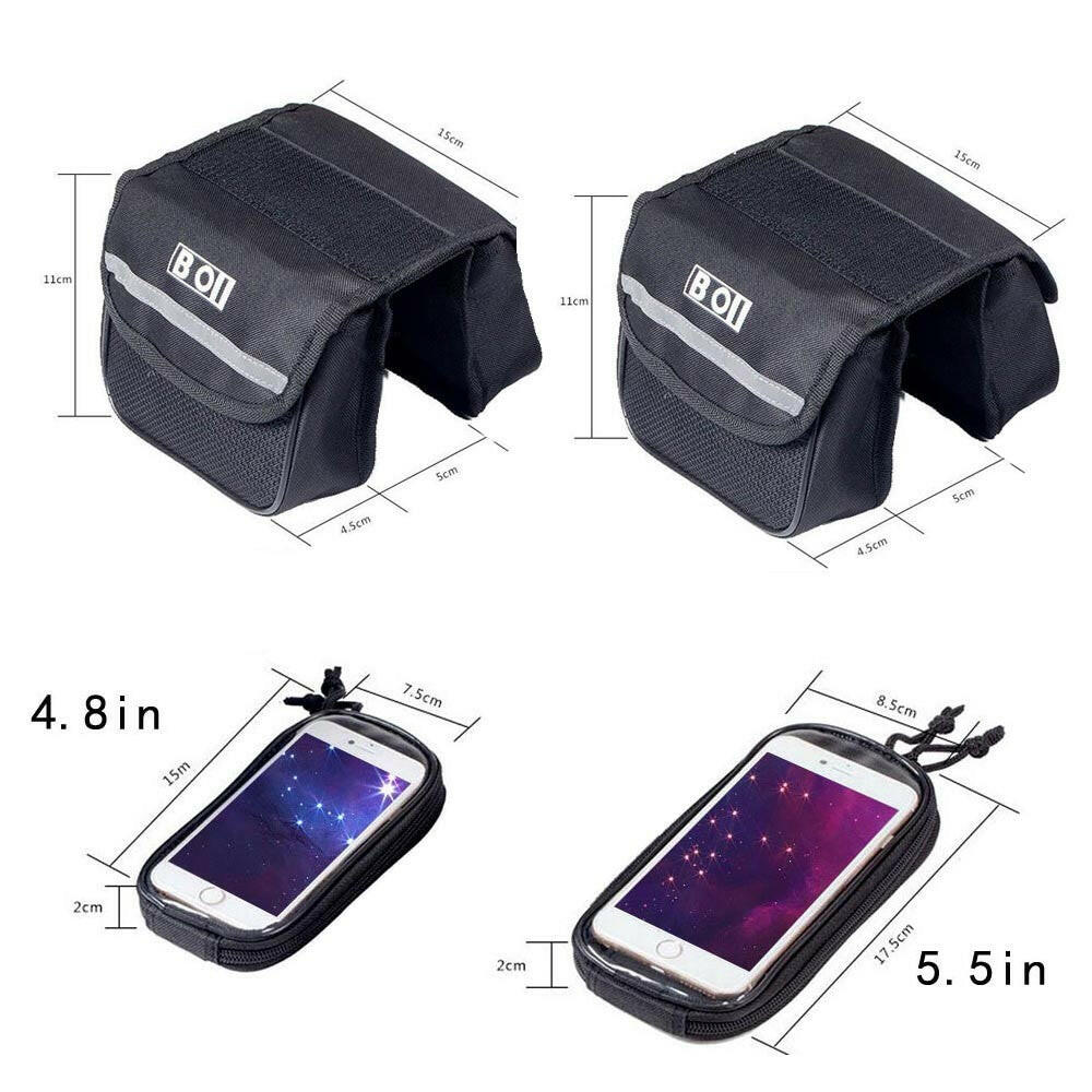 Outdoor Cycling Phone Touch Screen Pouch Pannier Bicycle Front Tube Bag Double Size