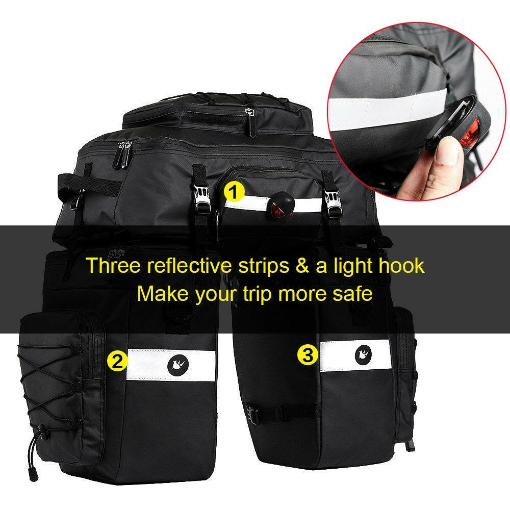 3 in 1 Mutifunctional Bike Rear Bag Waterproof Bicycle Shoulder Bag Bike Saddle Bag Bicycle Cargo Rack Pannier Long Cycling Accessory-WAYBIKER