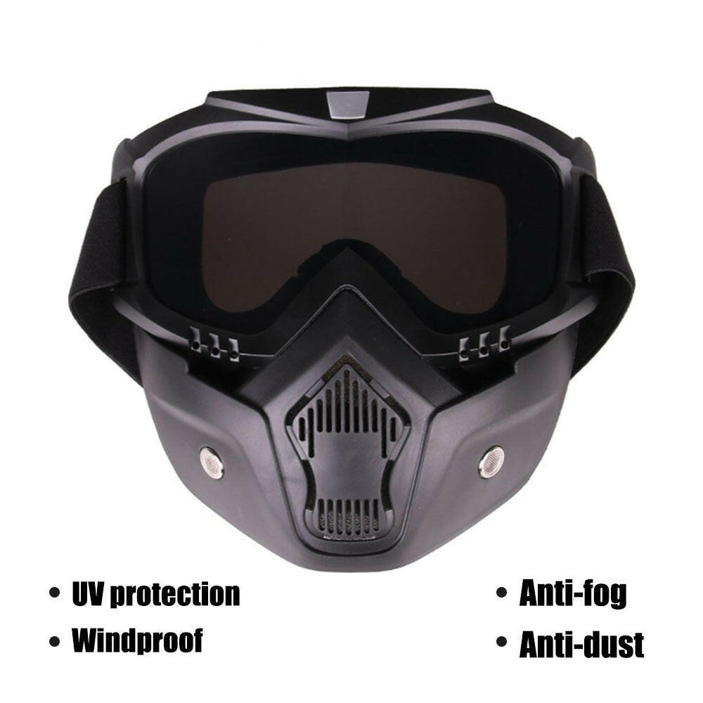 Outdoor Goggles Mask UV Protection Lens Windproof Motorcycle Helmet Riding Cycling Glasses with Detachable Face Mask