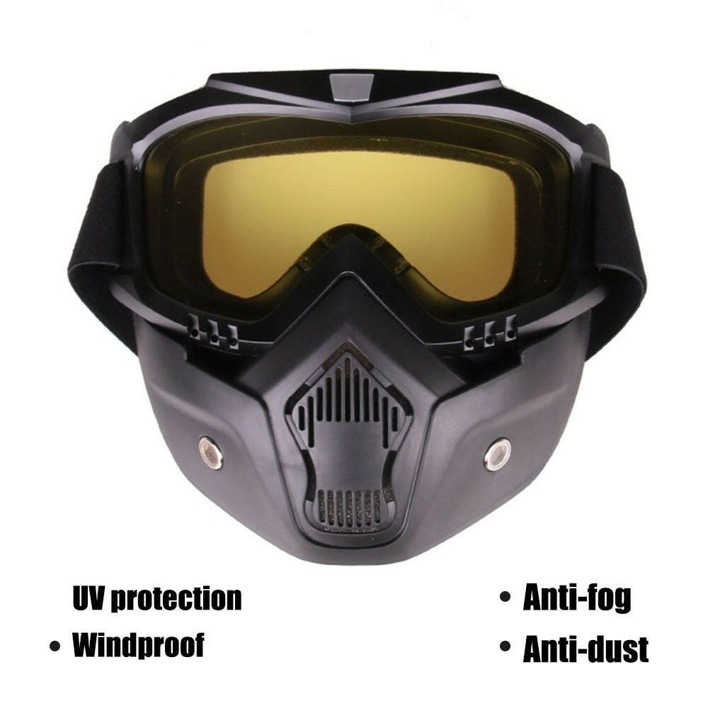 Outdoor Goggles Mask UV Protection Lens Windproof Motorcycle Helmet Riding Cycling Glasses with Detachable Face Mask